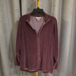 Silhouette Deep Purple Cotton Blend Top Velour Style